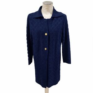 Vintage 1960s Wooden Indian Navy Sweater Coat Women’s L Union Retro Mod Cardigan